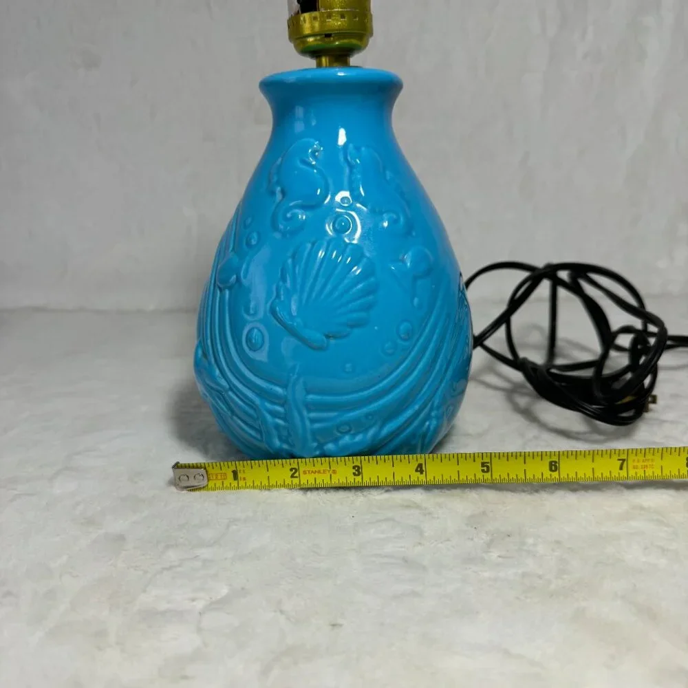 Disney Vintage Little Mermaid Lamp Blue Ceramic 1989 Base only no Shade - Picture 10 of 10